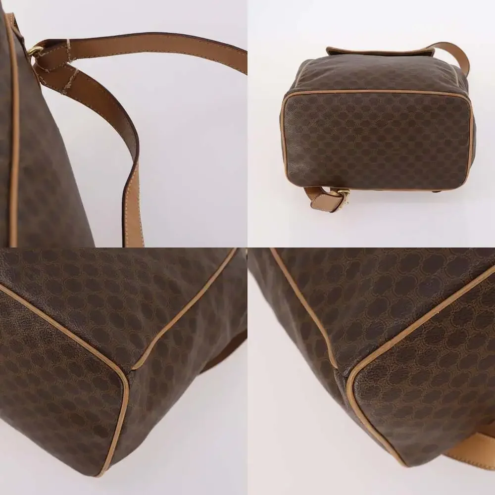 CELINE Macadam Canvas Backpack Pvc Leather Brown Gold